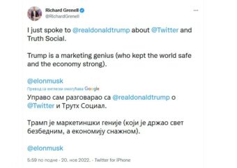 RIČARD GRENEL: Pričao sam sa Trampom, neće se vratiti na Tviter!