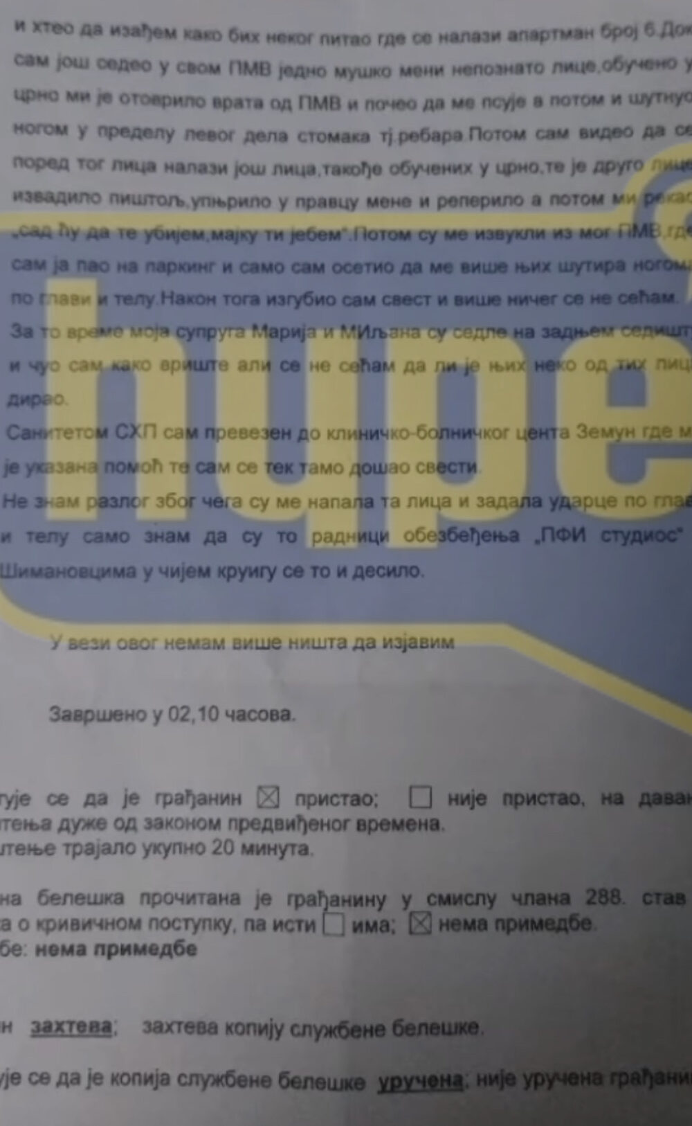 IZVADIO JE PIŠTOLJ I REPETIRAO U SINIŠU: “Sad ću da te UBIJEM, majku ti j*bem!” HYPE EKSKLUZIVNO u posedu POLICIJSKOG IZVEŠTAJA “Iz produkcije su se SMEJALI!”