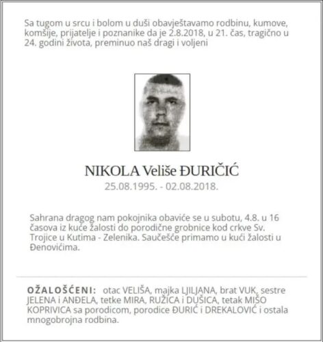 Foto:umrli.me Nikola Đuričić