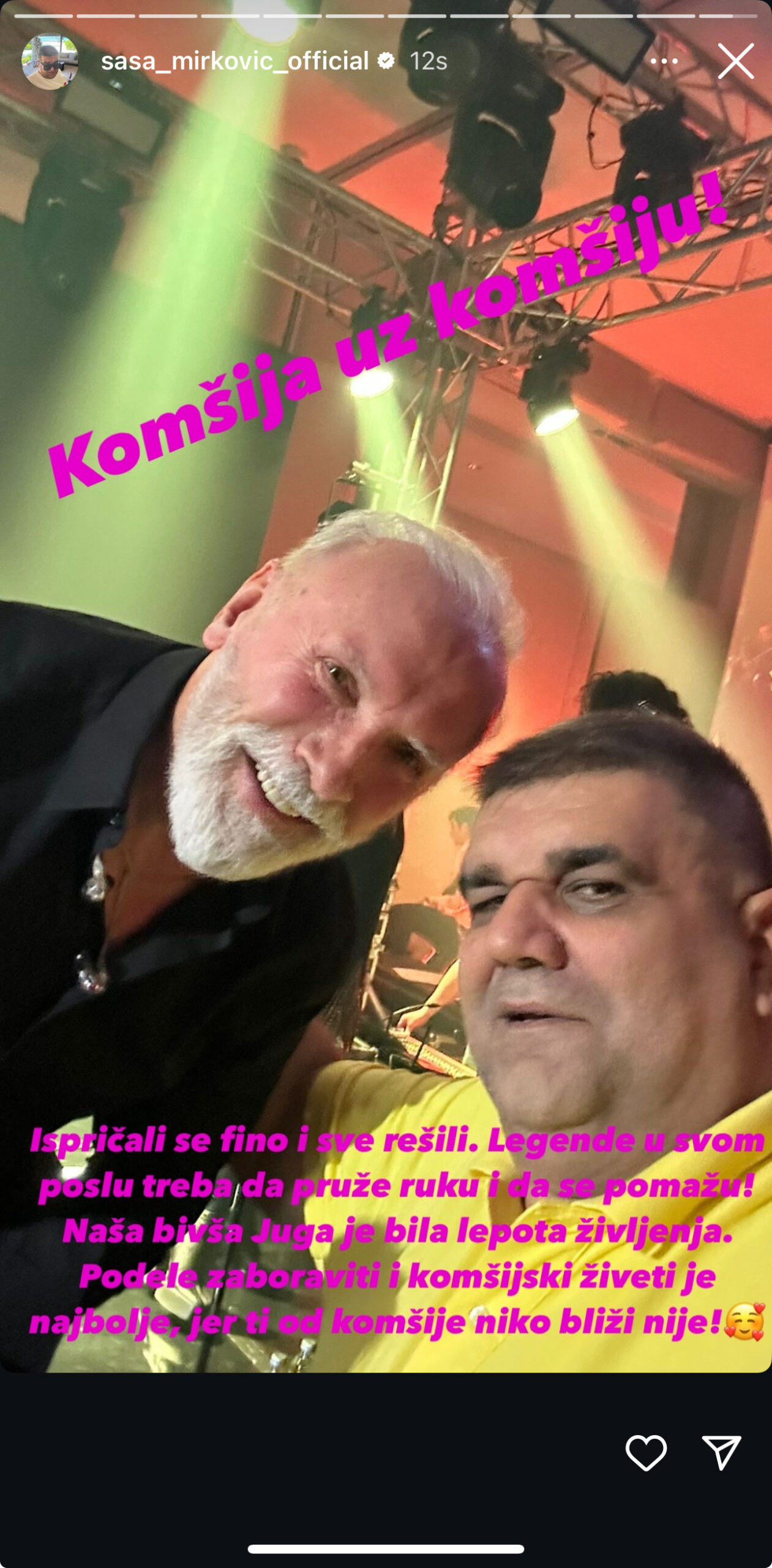 Foto: Instagram printscreen/sasa_mirkovic_official “Komšija uz komšiju”