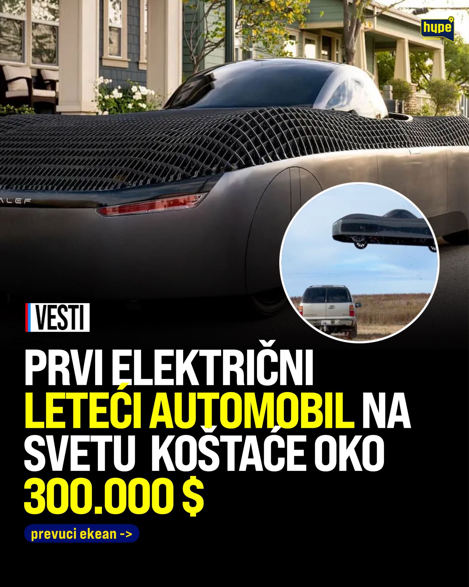 TESTIRAN PRVI LETEĆI ELEKTRIČNI AUTOMOBIL! Svet je POLUDEO za ovim izumom, evo koliko će KOŠTATI!