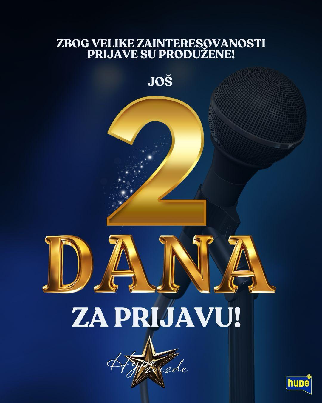 PRIJAVI SE ZA HYPE ZVEZDE! OSTALO JE JOŠ 2 DANA! Očekuje vas spektakularno muzičko takmičenje