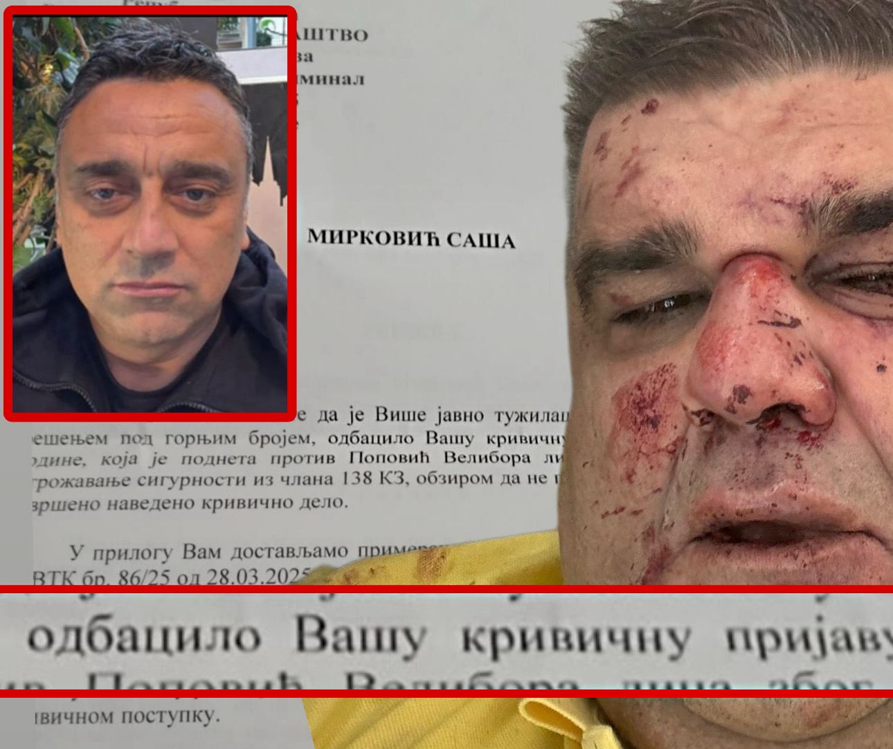 “KO ŠTITI OVAKVE KRIMINALCE?” SAMO MESEC DANA pre POKUŠAJA UBISTVA Saše Mirkovića, VIŠE JAVNO TUŽILAŠTVO je ODBILO KRIVIČNU PRIJAVU protiv Velibora Popovića Popa