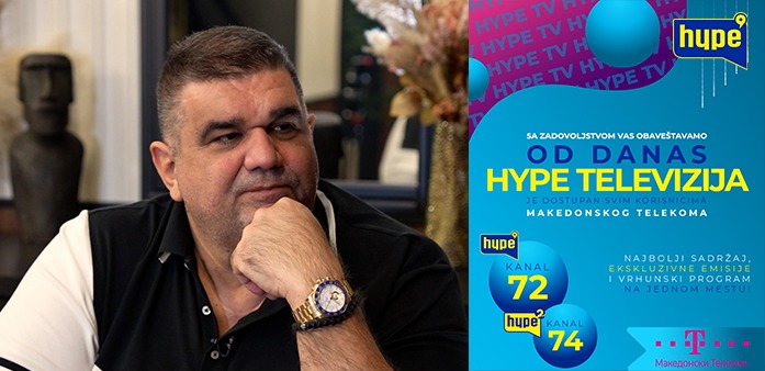 SAŠA MIRKOVIĆ S PONOSOM NAJAVIO: „Od danas možete na Makedonskom Telekomu da pratite Hype televiziju na poziciji 72 i  Hype 2 na poziciji 74. Kako se budemo širili tako ćemo da povećavamo i broj kanala“