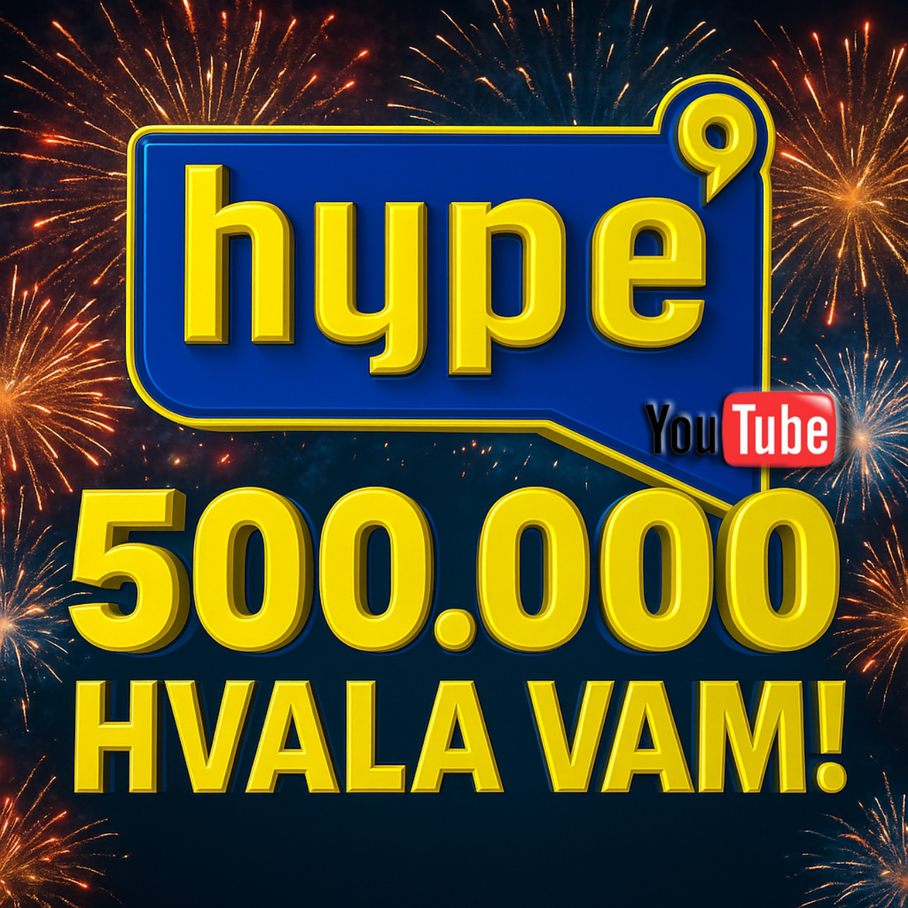 HYPE – VIŠE OD TELEVIZIJE! Zvanični YouTube kanal HYPE TV upravo je prešao 500.000 pretplatnika i time potvrdio status najbrže rastuće regionalne medijske platforme